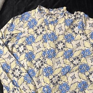 LOFT Blue and Yellow Floral Blouse